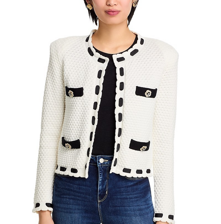 L'AGENCE Astor Contrast Trim Cardigan MSRP $495