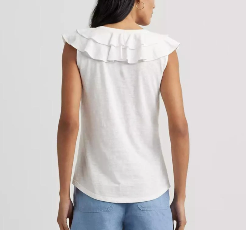 Lauren Ralph Lauren Ruffled Sleeveless Tee MSRP $89