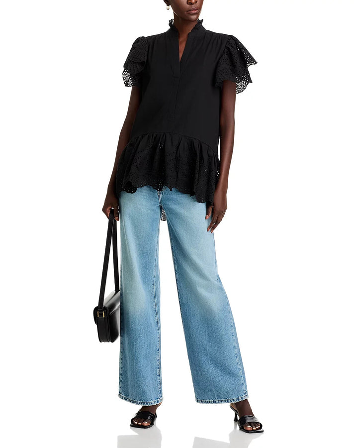 KOKO + MASON Cotton Eyelet Top MSRP $78