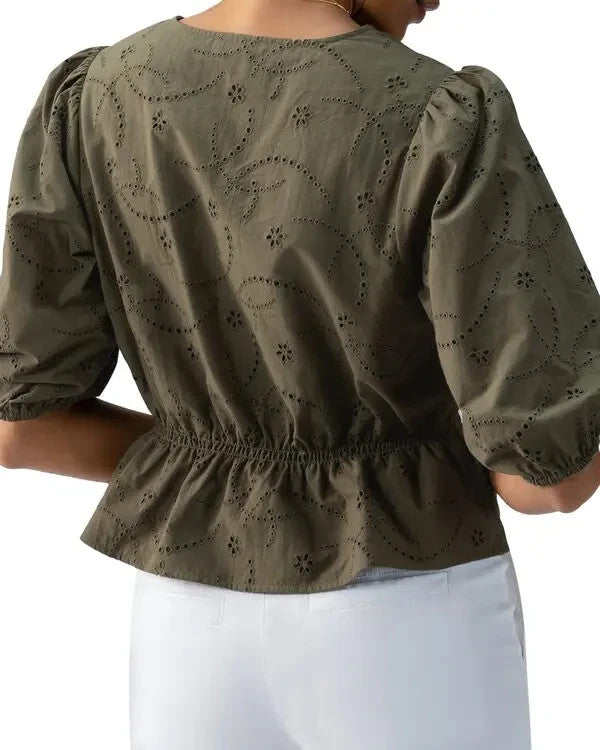 Sanctuary Eyelet Button Front Top MSRP $89