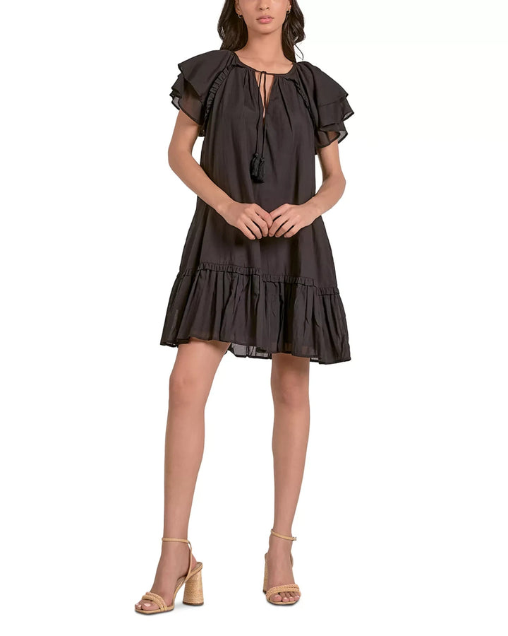 Elan Short Sleeve Ruffle Baby Doll Dress MSRP $89