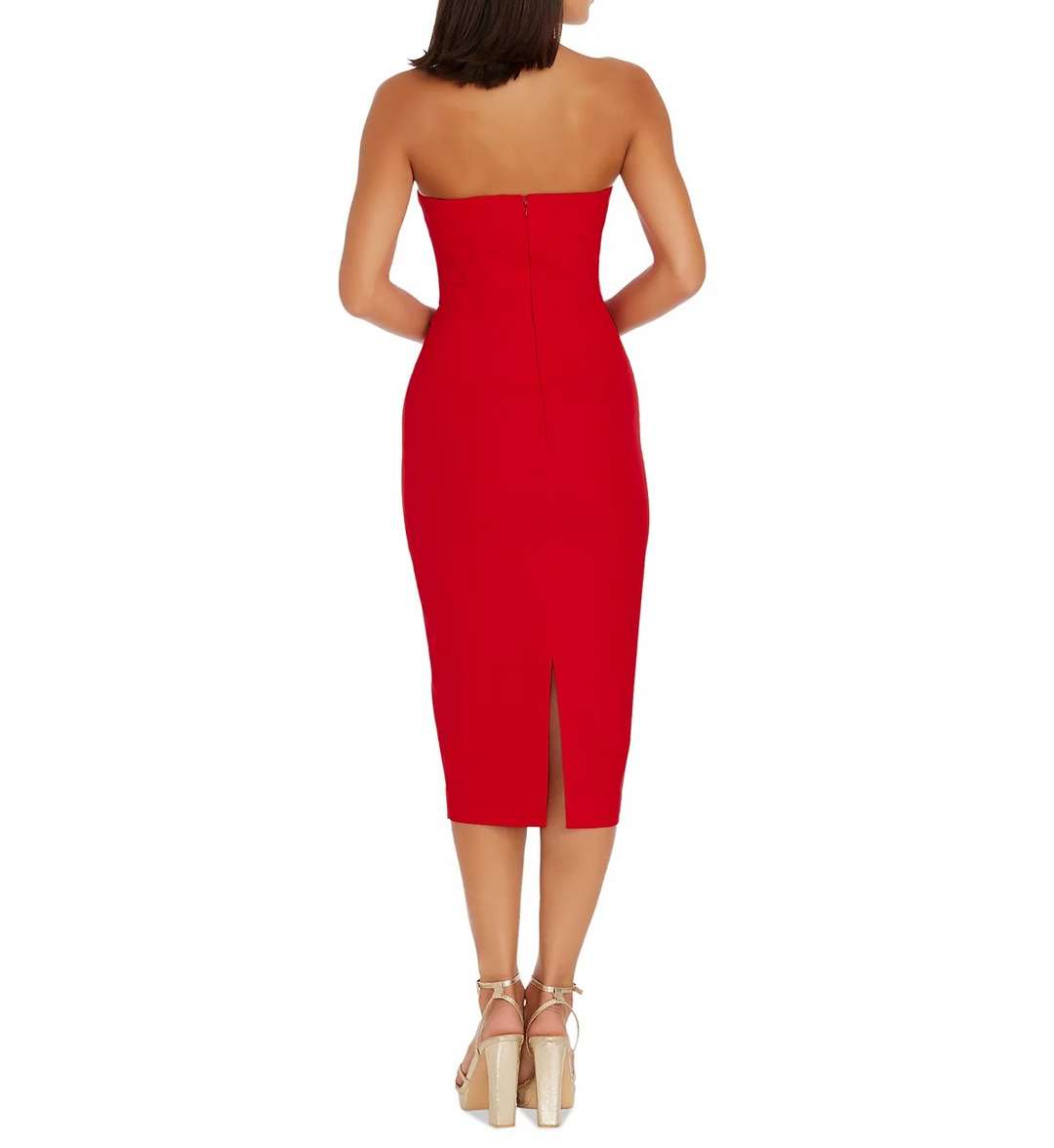 Dress the Population Women's Corset Strapless Midi Dress MSRP $199