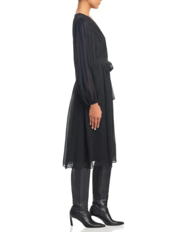 Kobi Halperin Tatum Pintucked V Neck Midi Dress MSRP $448