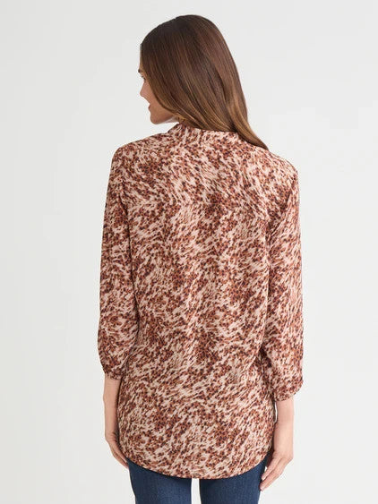 Jones Printed V-Neck Pleated Kelly Blouse MSRP $69.50