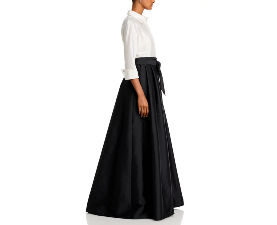 Teri Jon by Rickie Freeman Taffeta Shirt Gown MSRP $600