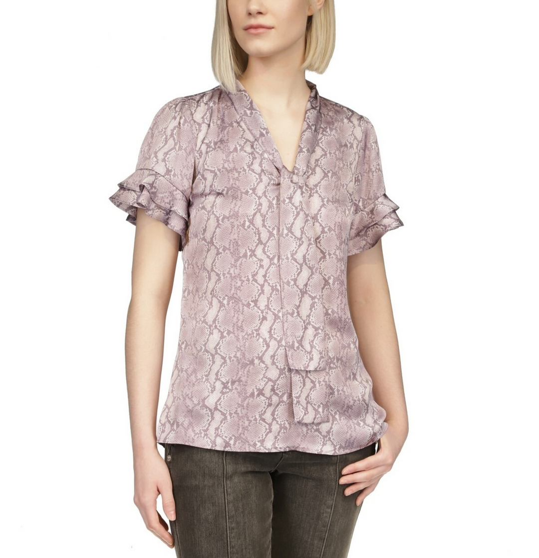 MICHAEL  Michael Kors Snake-Print Tie-Neck Top MSRP $98