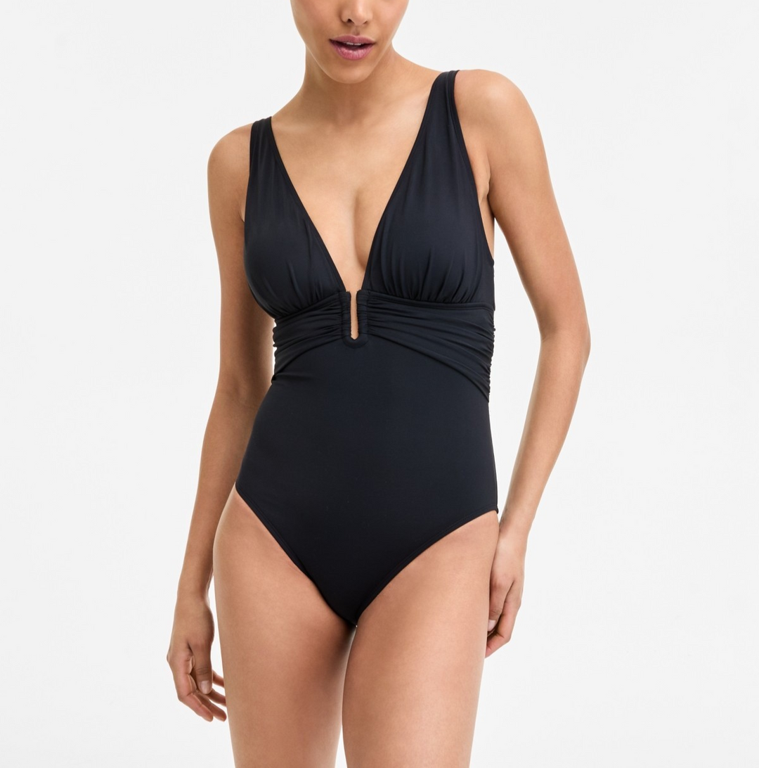 Bleu by Rod Beattie Plunging V-Neck One-Piece Swimsuit MSRP $98