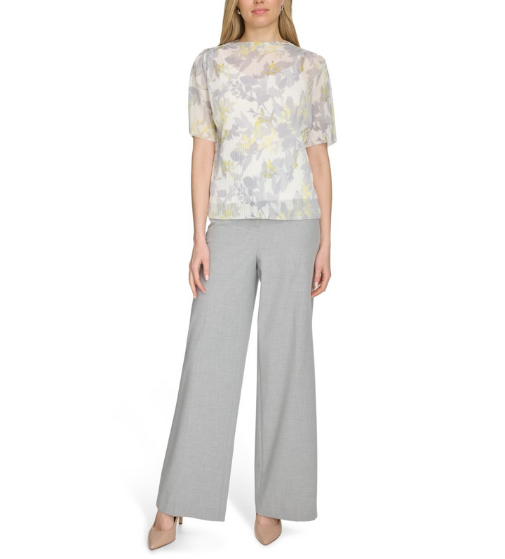 Calvin Klein Women's Short-Sleeve Printed Mesh Top MSRP $79