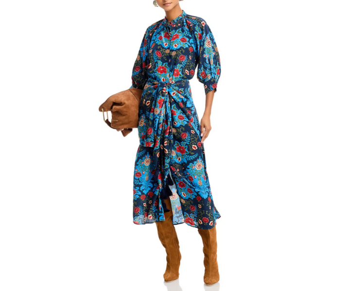 FARM Rio Arabesque Floral Tie Front Dress MSRP $298