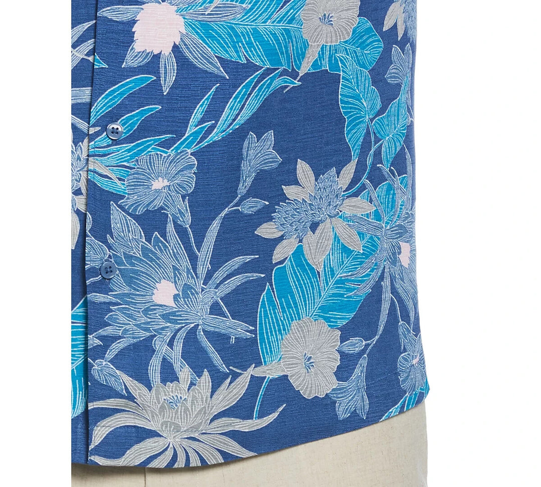 Cubavera Short Sleeve Button-Front Botanical Print Shirt MSRP $80