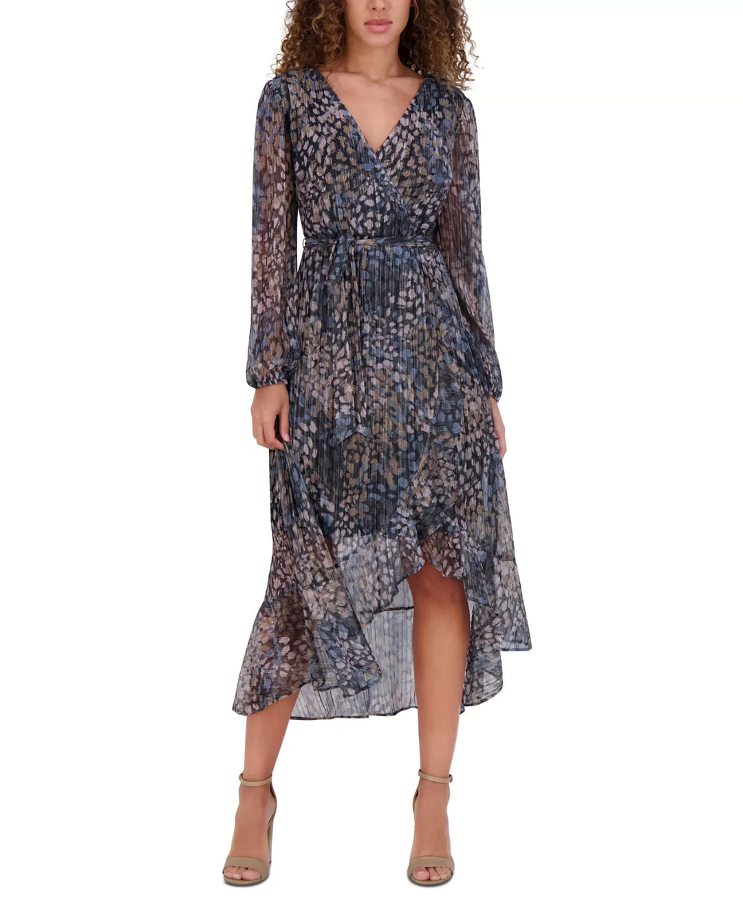 kensie Women's Printed High-Low Midi Dress MSRP $138