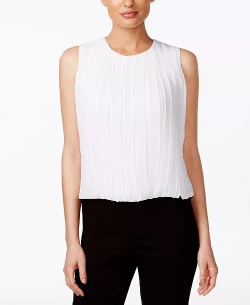 Calvin Klein Sleeveless Pleated Blouse MSRP $69
