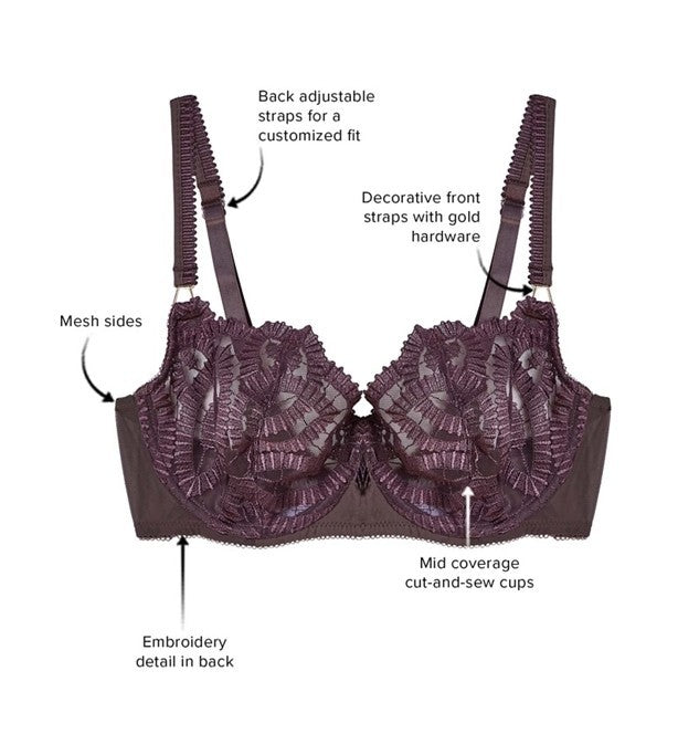 Wacoal Women's After Dark Embroidered Balconette Bra MSRP $92