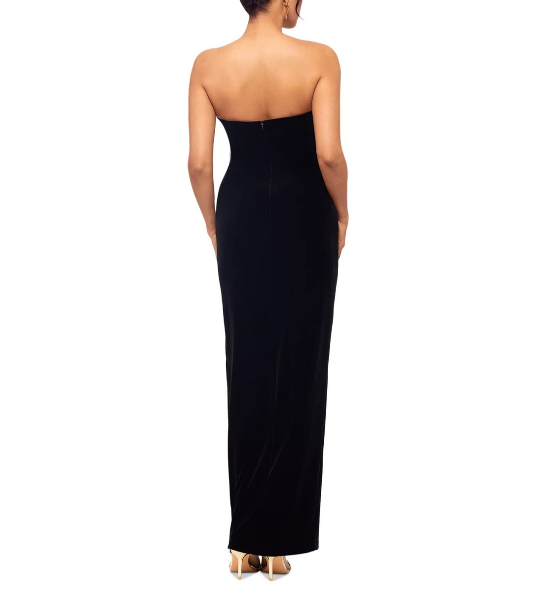 Betsy & Adam Petite Strapless Front-Slit Velvet Gown MSRP $239
