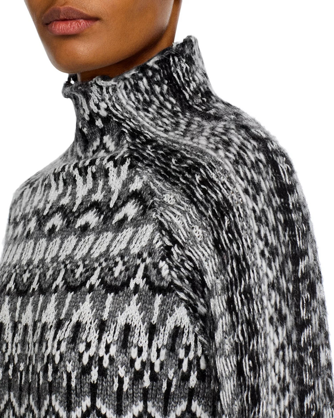 Steve Madden Women's Indie Fair Isle Mock-Neck Sweater MSRP $89