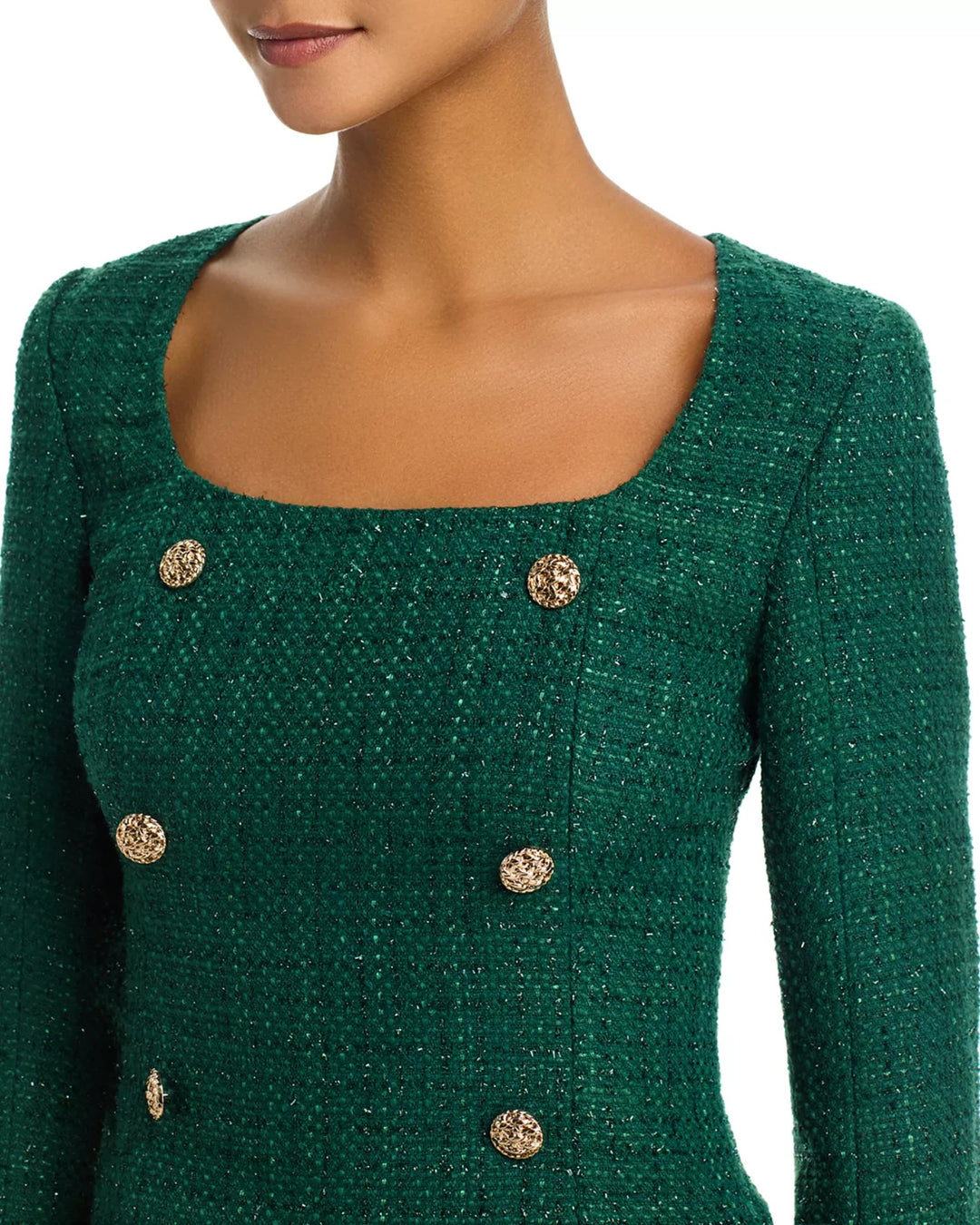 FRENCH CONNECTION Shante Shimmer Tweed Double Breasted Top MSRP $138