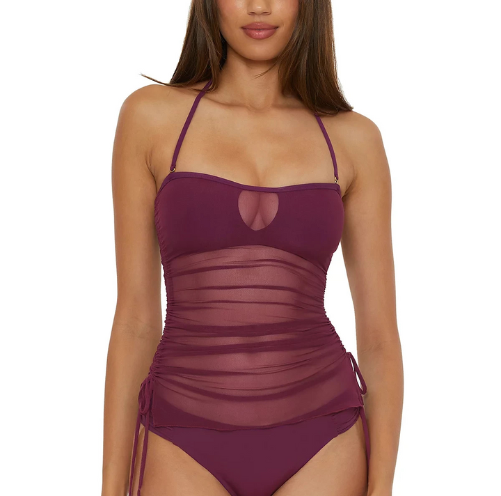 Becca Muse Bandeau Mesh Overlay Tankini Top MSRP $88