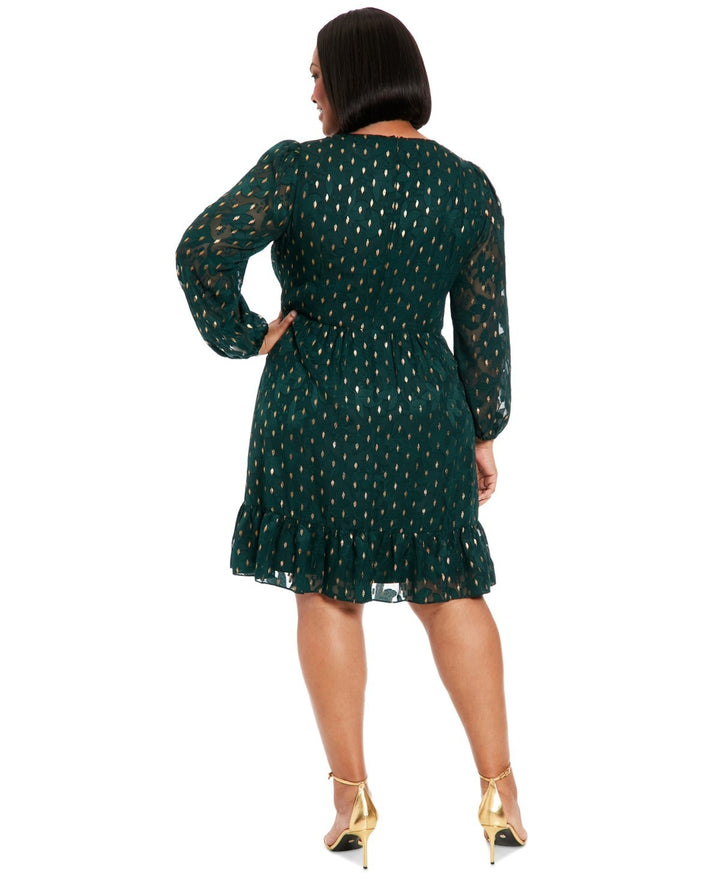London Times Plus Size Clip-Dot Fit & Flare Dress MSRP $109