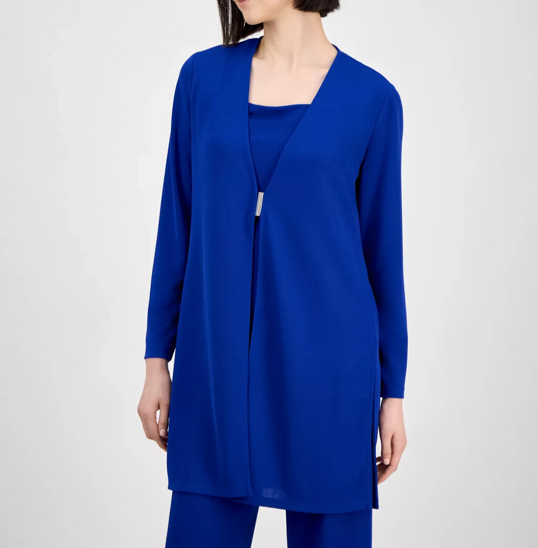 Anne Klein Women's Bar-Buckle Long-Sleeve Cardigan MSRP $119