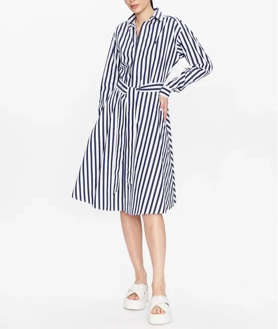 POLO RALPH LAUREN Striped dress with logo embroidery MSRP $248 Size 12