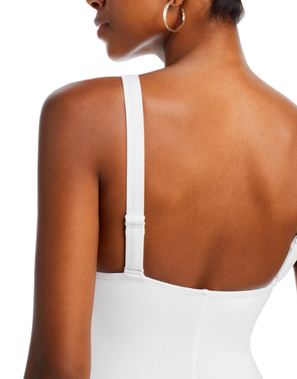 Robin Piccone Ava Plunge Neck Tie-Front One Piece Swimsuit MSRP $178