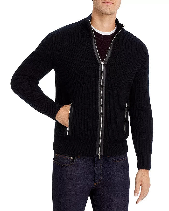 The Men's Store Double Zip Front Cardigan Merino Wool Sweater MSRP $298