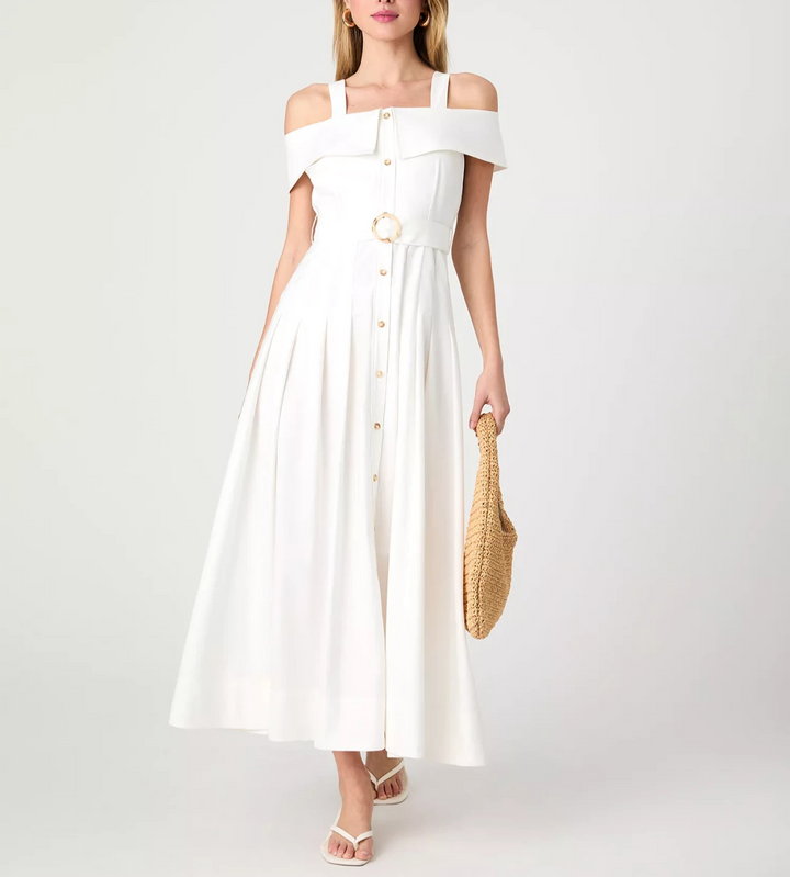 French Connection Off-The-Shoulder Midi Shirtdress MSRP $158