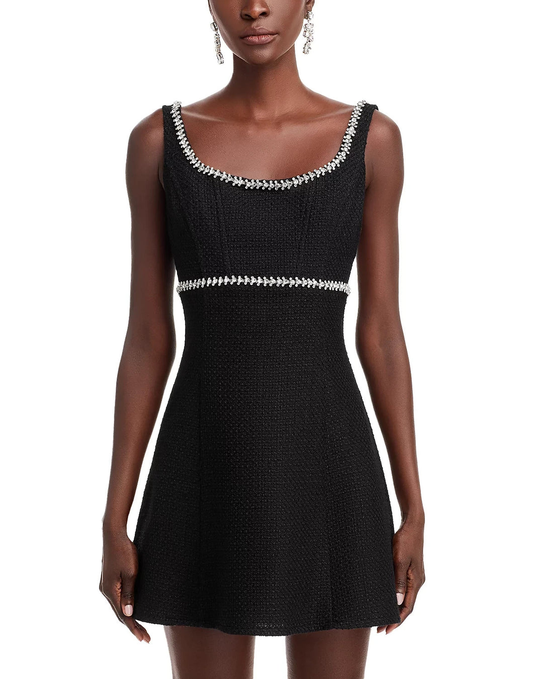 AQUA Rhinestone Trim Tweed Mini Dress MSRP $118