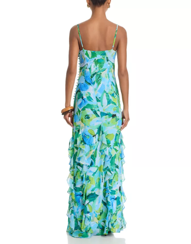 AQUA Abstract Print Gown MSRP $268