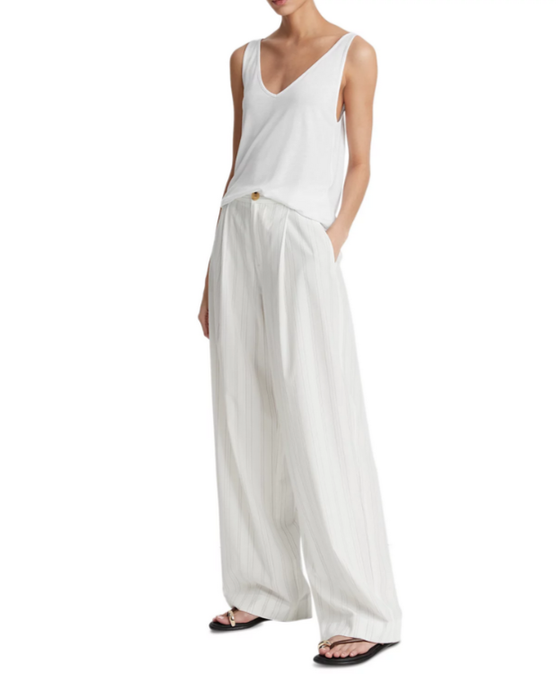 Vince Striped High Rise Wide Leg Pants MSRP $395
