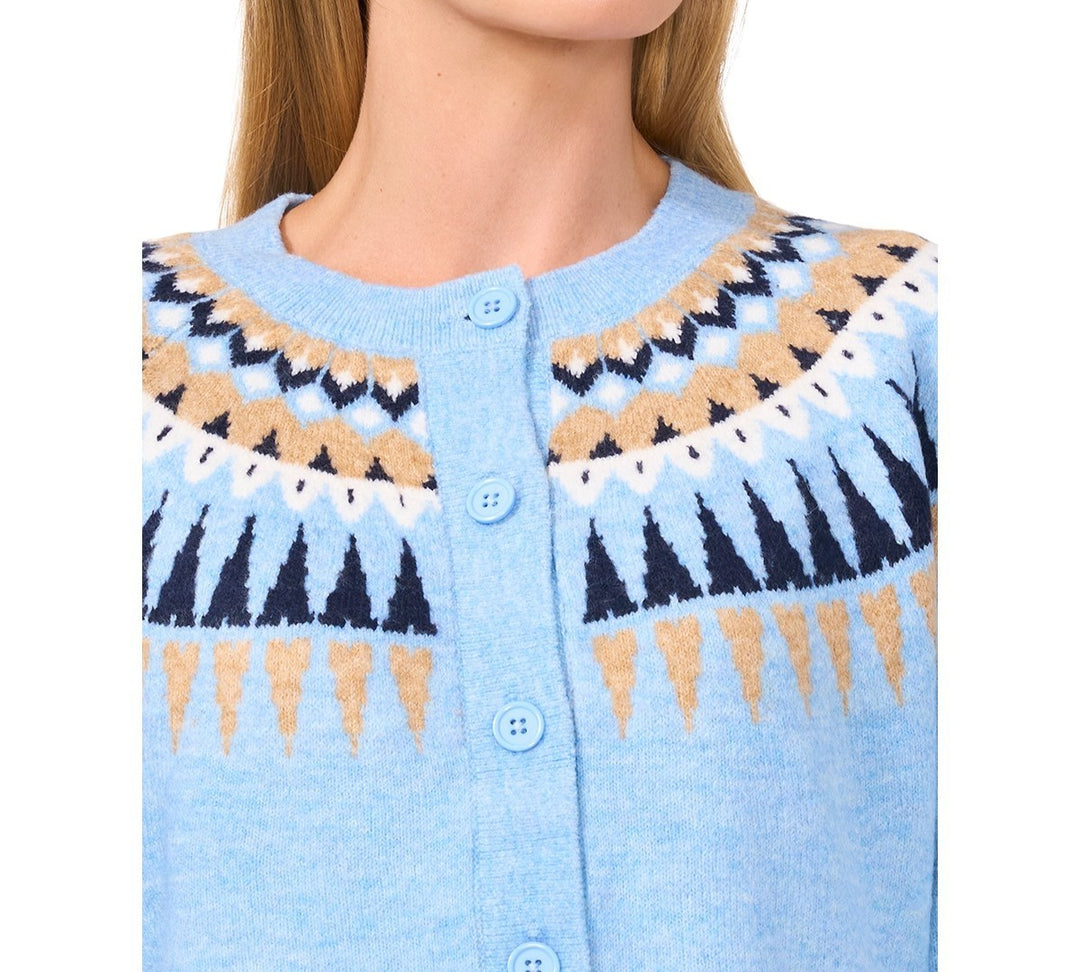 CeCe Fair Isle Long-Sleeve Cardigan Sweater MSRP $79