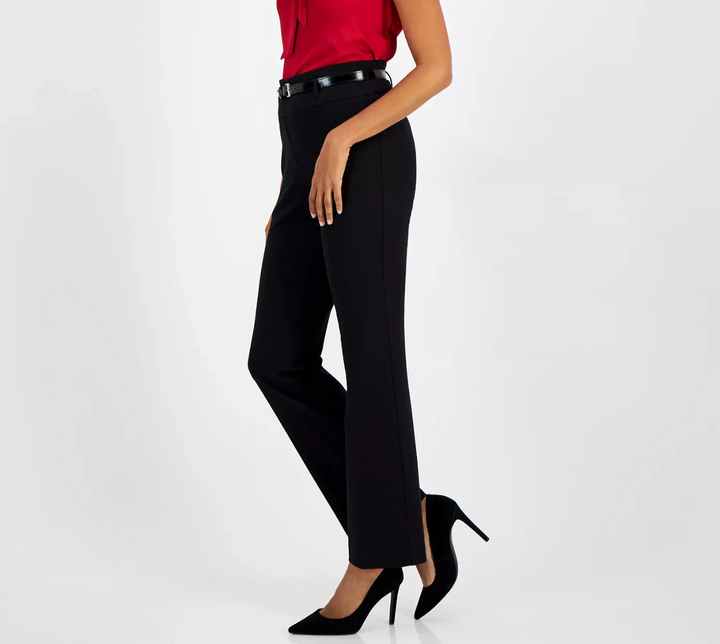 Kasper Women's Compression High-Rise Belted Bootcut Pants MSRP $89