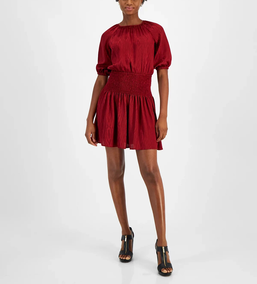 MICHAEL Michael Kors Satin Smocked Mini Dress MSRP $165