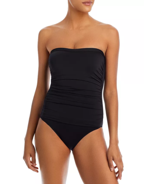 Tommy Bahama Pearl Shirred Bandeau One Piece Swimsuit MSRP $138