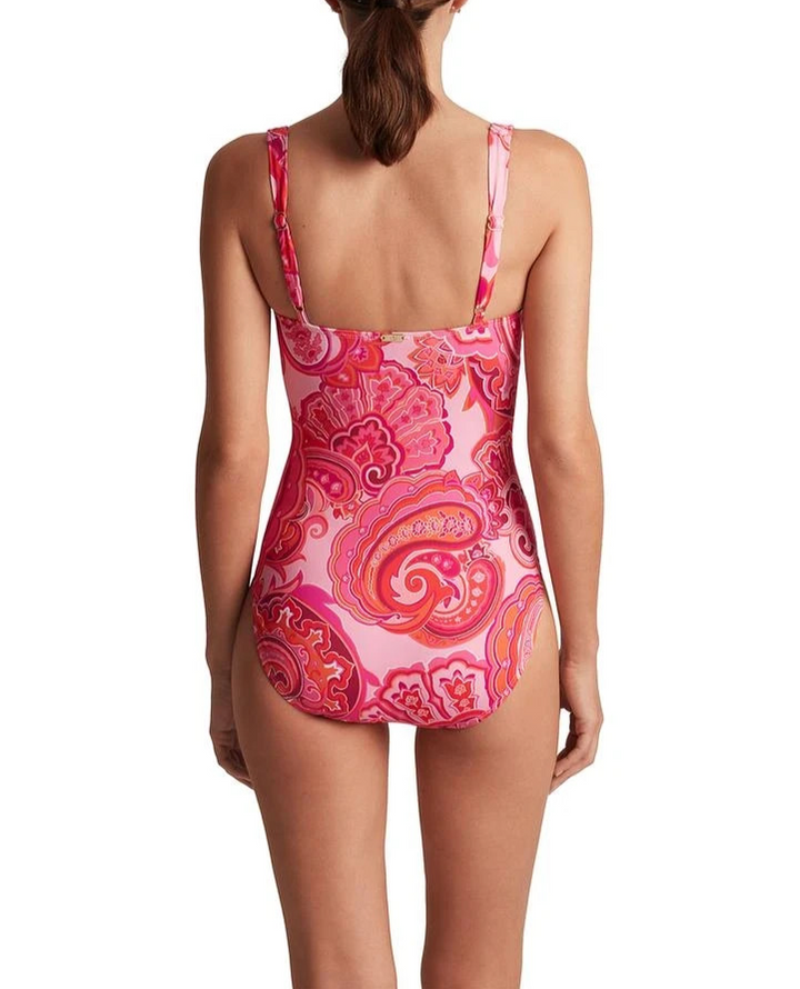 Lauren Ralph Lauren Printed Tie-Front One-Piece Swimsuit MSRP $155