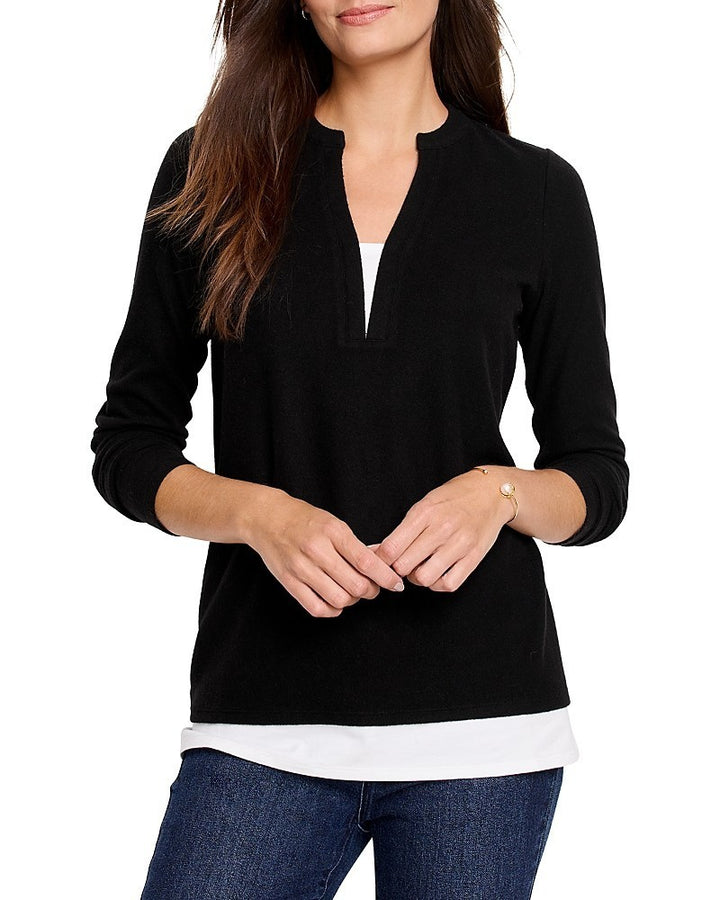 NZT BY NIC+ZOE Cozy Mixed Media Layered Top MSRP $128