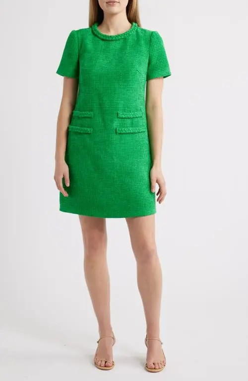Eliza J Women's Braided Trim Boucle Shift Dress MSRP $158 DGFOutlet Eliza J Women's Braided Trim Boucle Shift Dress MSRP $158 DGFOutlet