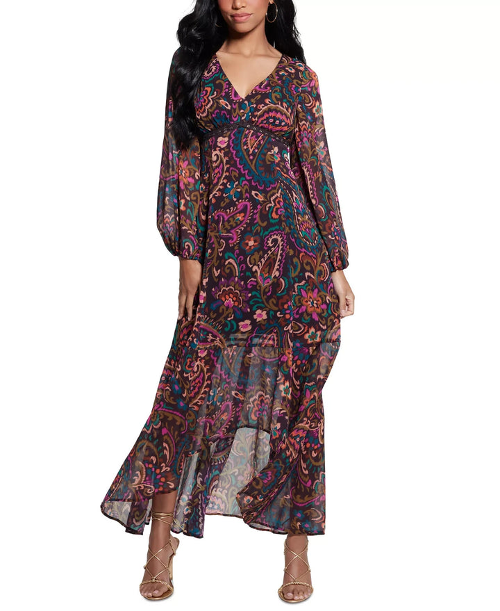 GUESS Women's Bianca Paisley-Print High-Low Dress MSRP $168