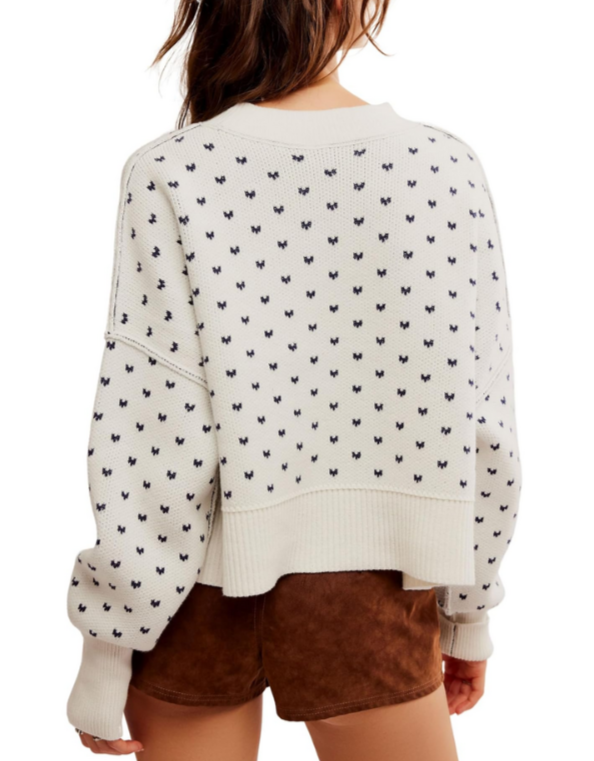 Free People Easy Street Patterned Crop Pullover Sweater MSRP $98