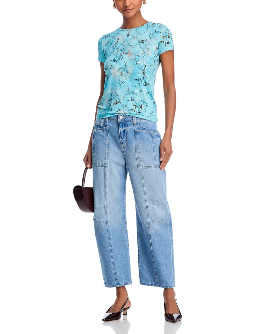 L'AGENCE Ressi Turquoise Stone Crewneck Tee MSRP $115