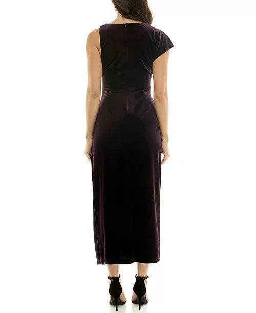 Taylor Asymmetrical Velvet Midi Dress MSRP $128