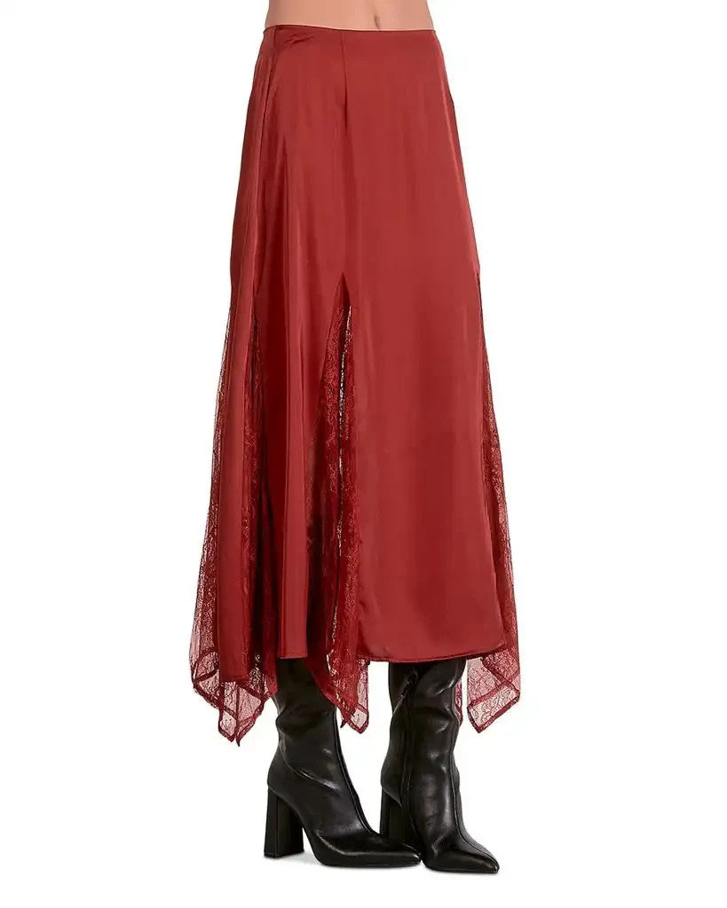 Elan Lace Trim Midi Skirt MSRP $119