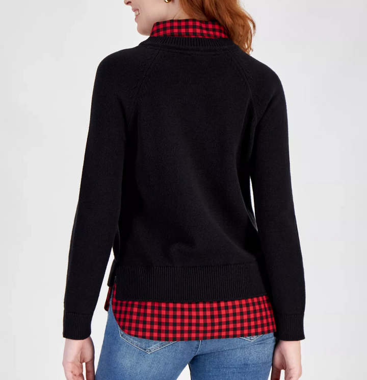 Nautica Jeans Women's Raglan-Long-Sleeve Two-Piece Sweater MSRP $89.50