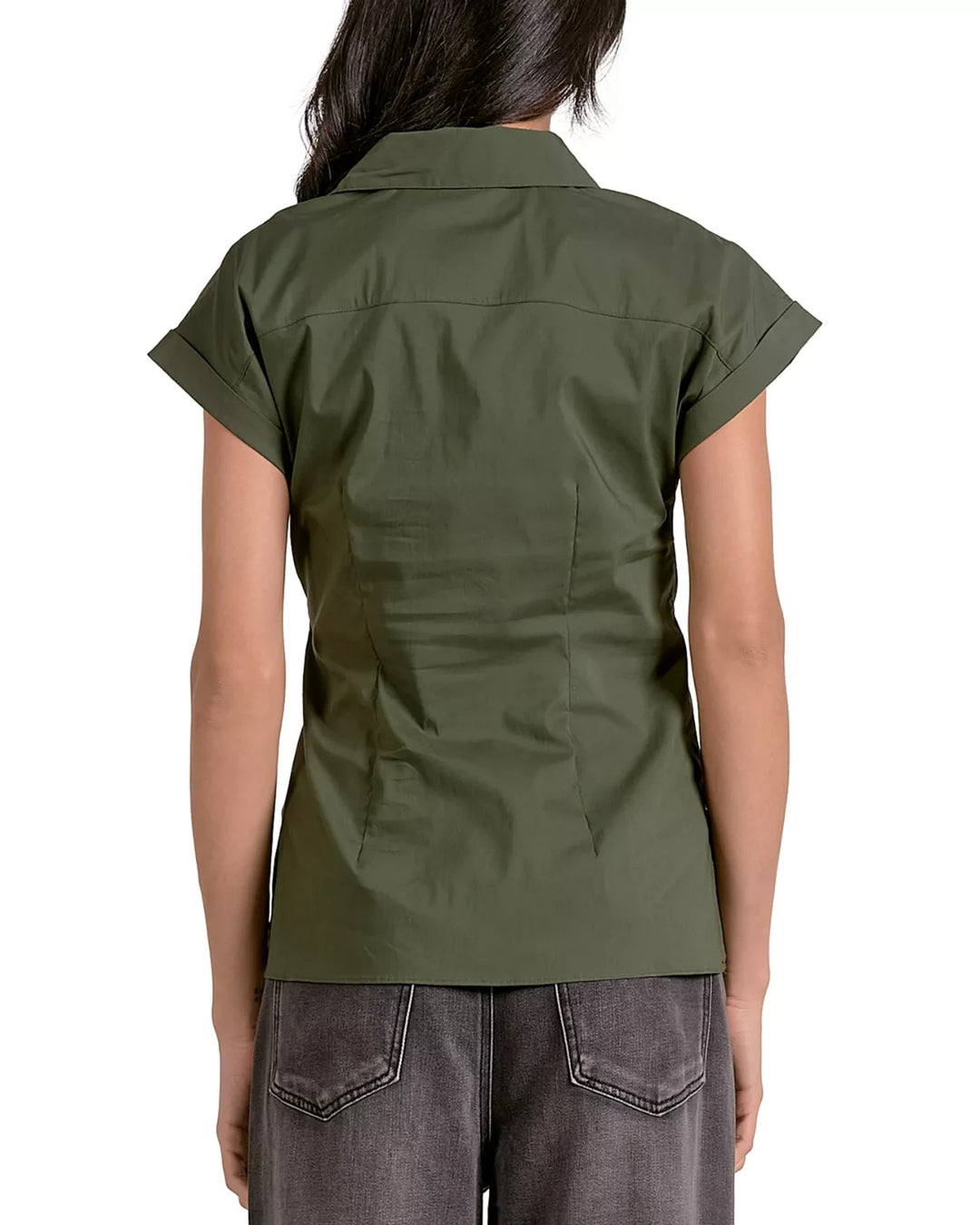Elan Button Down Tie Waist Shirt MSRP $79
