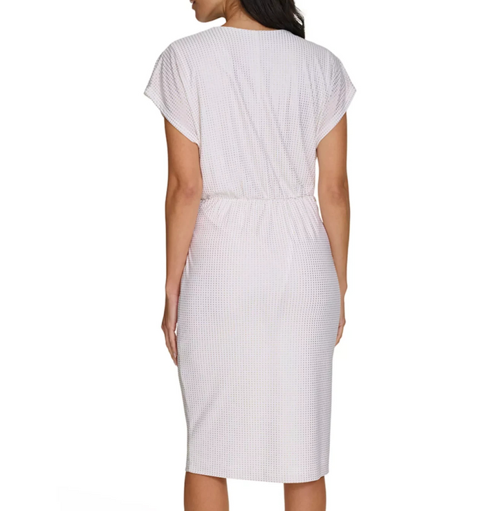 Calvin Klein Women's Metallic-Dot Twisted Front Midi Dress MSRP $134