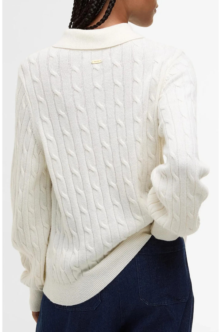 Barbour Evie Cable Stitch Polo Sweater MSRP $170