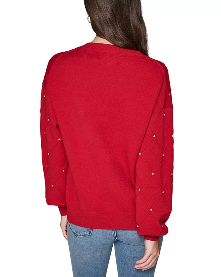 KARL LAGERFELD PARIS Embellished V-Neck Sweater MSRP $119