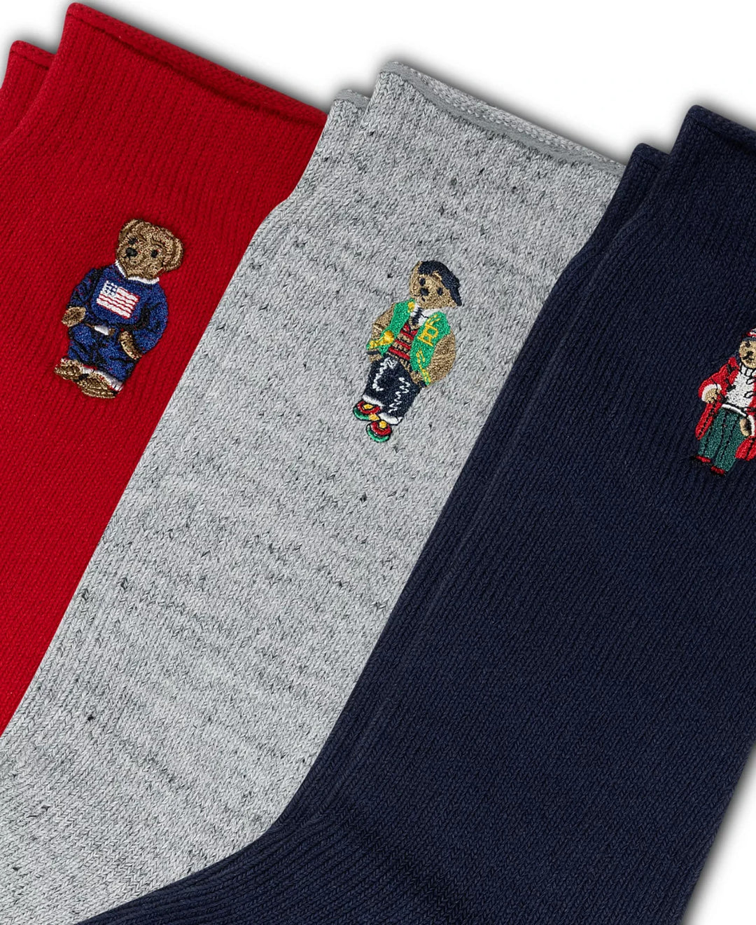 Polo Ralph Lauren Men's 3-Pk. Assorted Polo Bears Crew Socks Gift Box MSRP $50