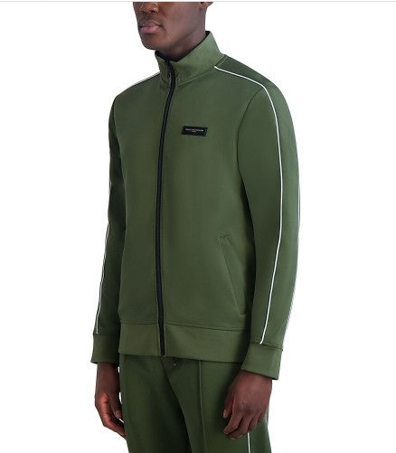 Karl Lagerfeld Paris Men's Slim Fit Contrast Stripe Zip up Jacket MSRP $149