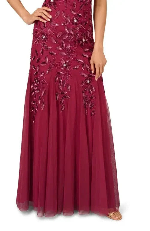 Adrianna Papell  One-Shoulder Beaded Evening Gown MSRP $299